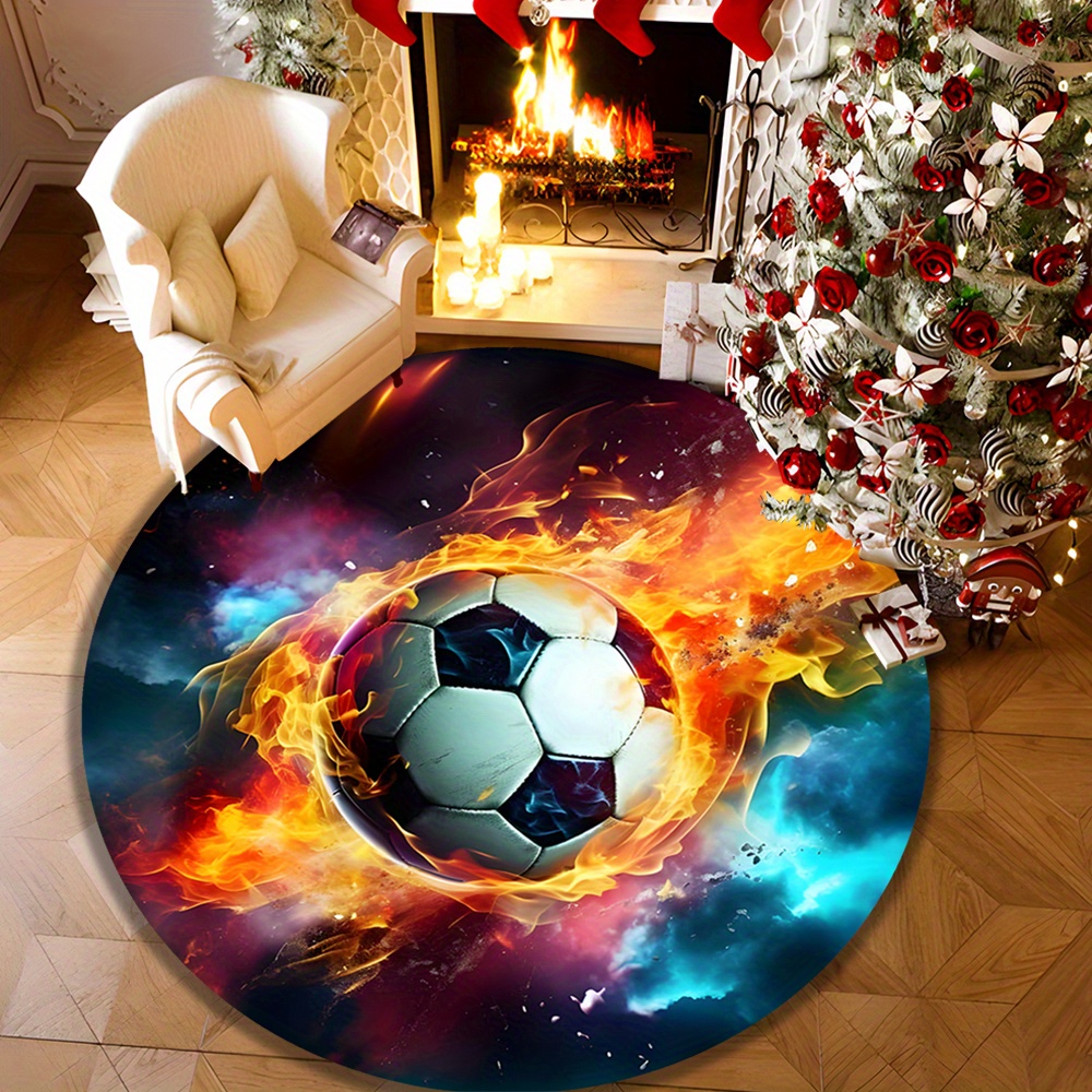 Outdoor Sport Live - Tapete Redondo Esportivo Fiery Soccer Ball