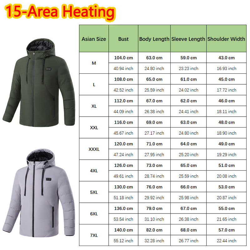 15 área aquecida jaqueta de in - Outdoor Sport Coat avaliação e preço
